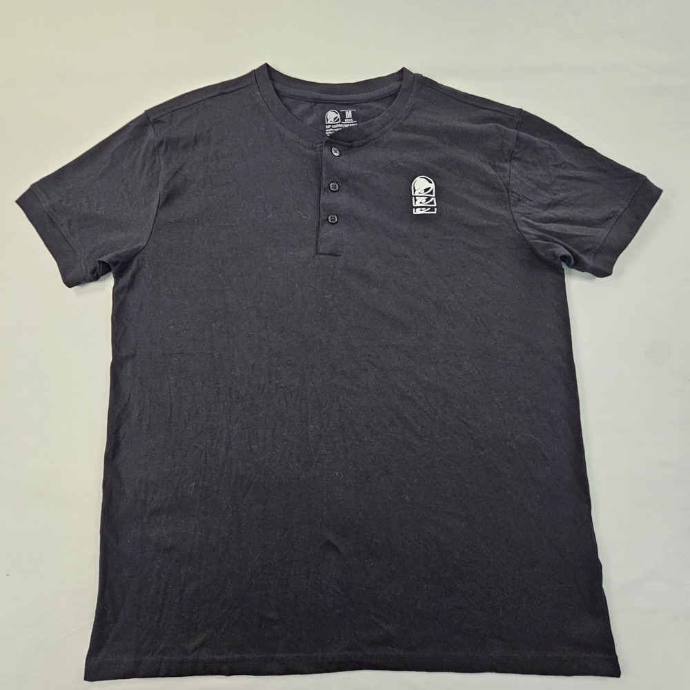 Taco Bell Life is Better with the Bell Black Short Sleeve Henley T-Shirt Men's M